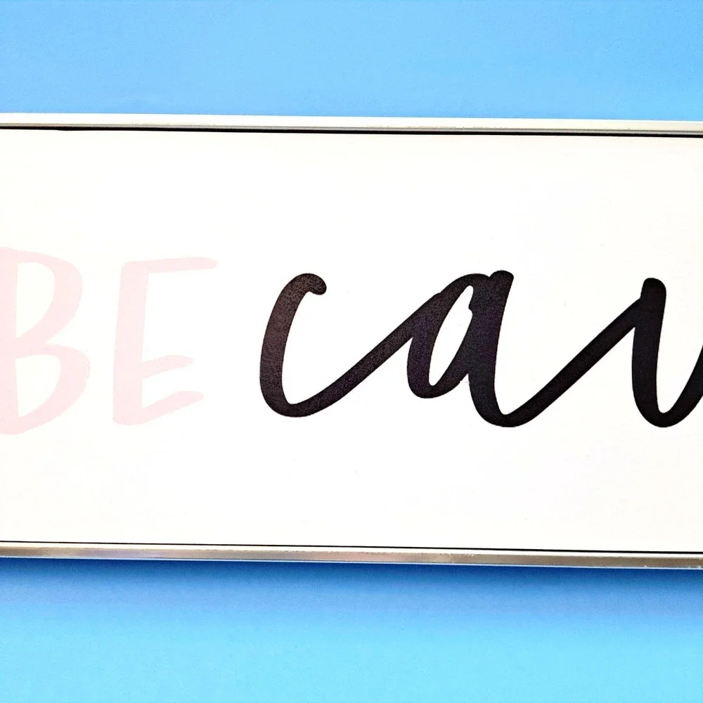 Babe Cave Wall Decor Sign Pink Black Script Gold Frame 19.5x6 Modern Art